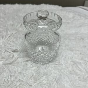 Waterford Crystal Alana Mustard Jelly Condiment Sugar Jar with Lid Used Signed